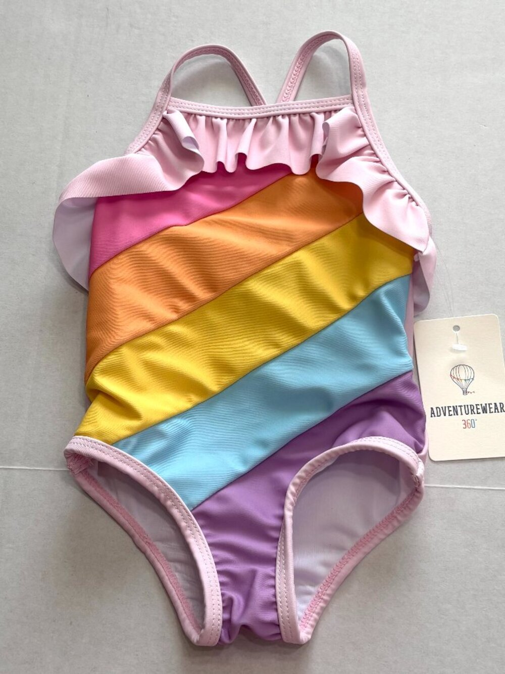 NWT Adventurewear 360 Diagonal Striped One Piece Swimsuit Size 6 month